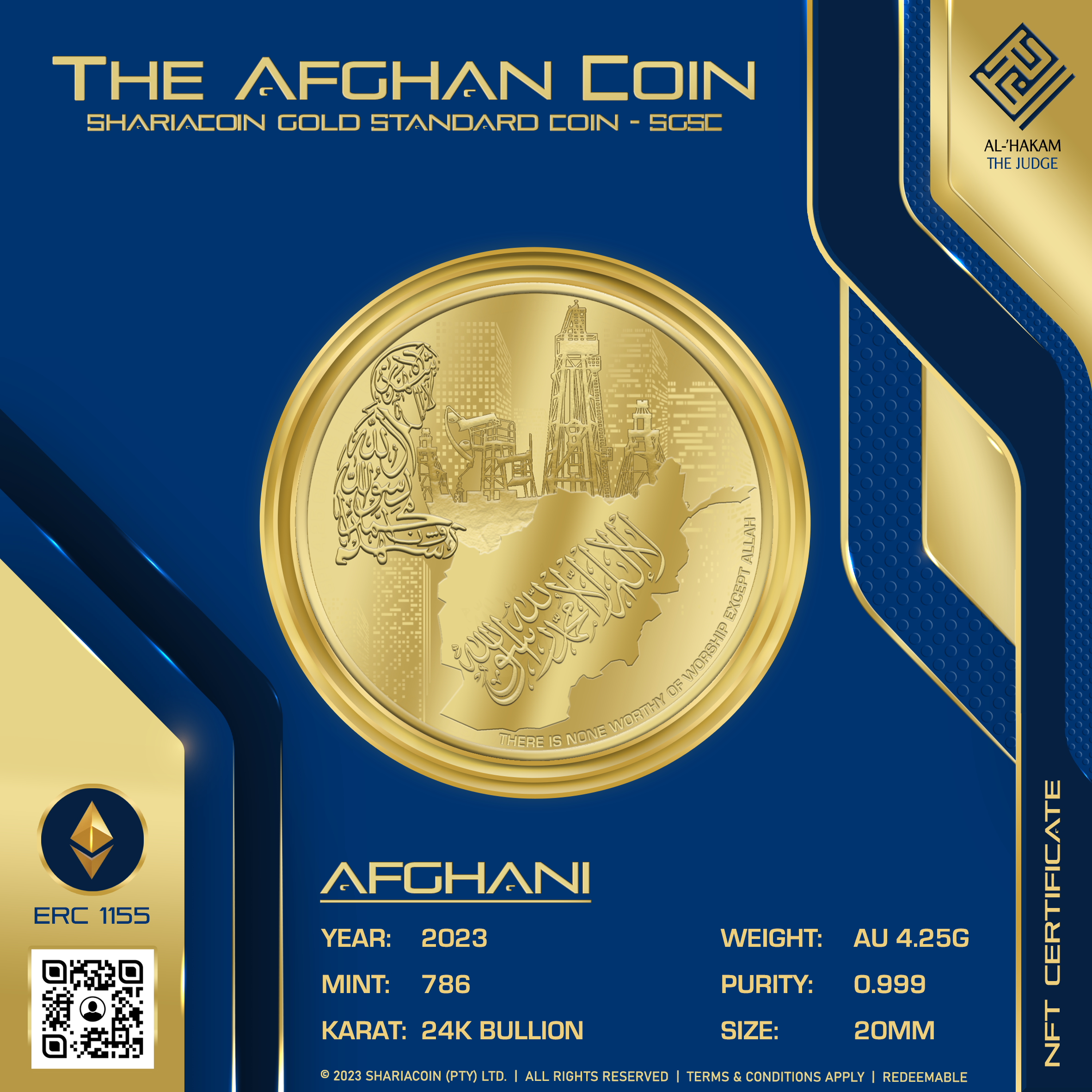 The Afghan Coin Gold Coin NFT | AFGHANI | BACK The Afghan Coin Gold Coin NFT | AFGHANI