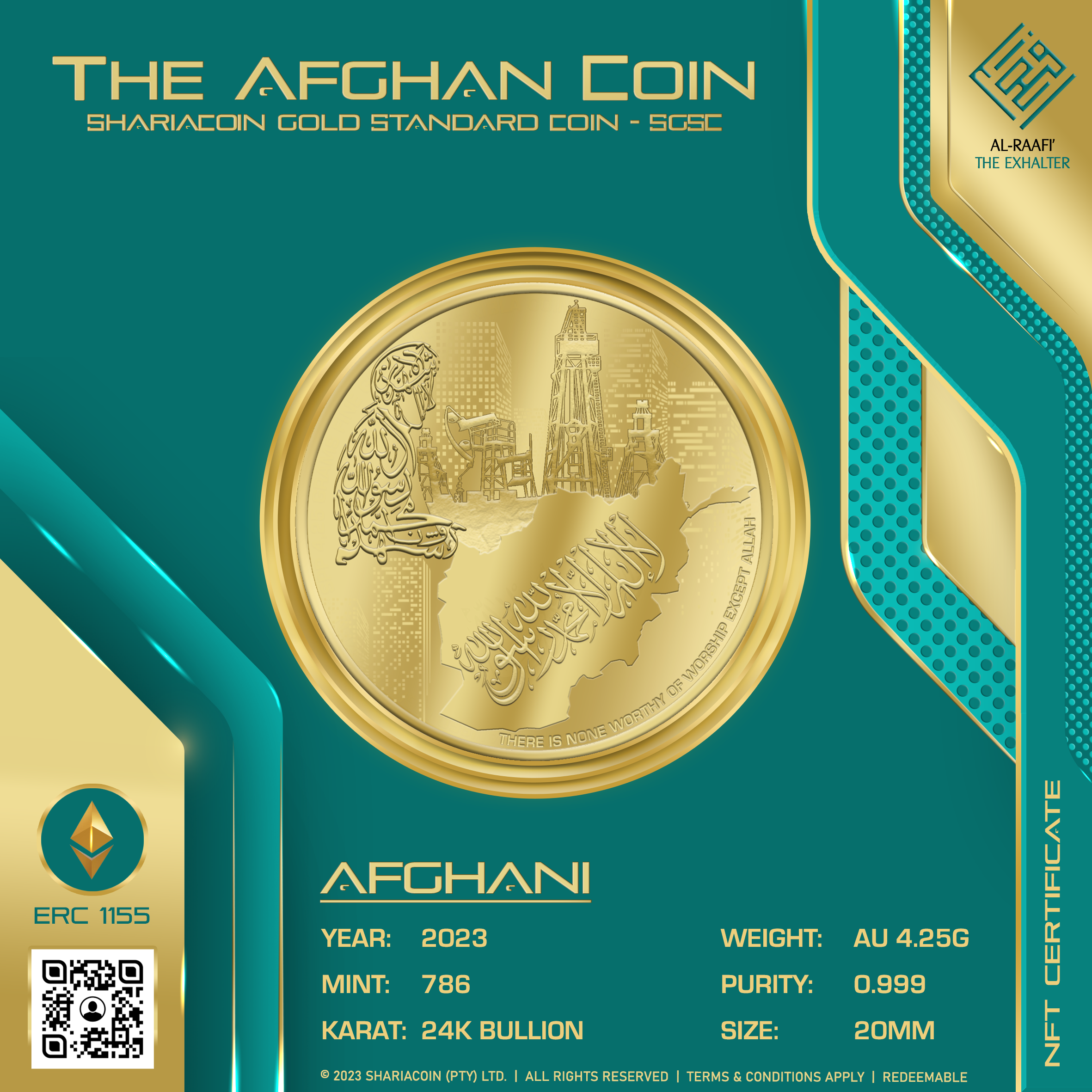 The Afghan Coin Gold Coin NFT | AFGHANI | BACK The Afghan Coin Gold Coin NFT | AFGHANI