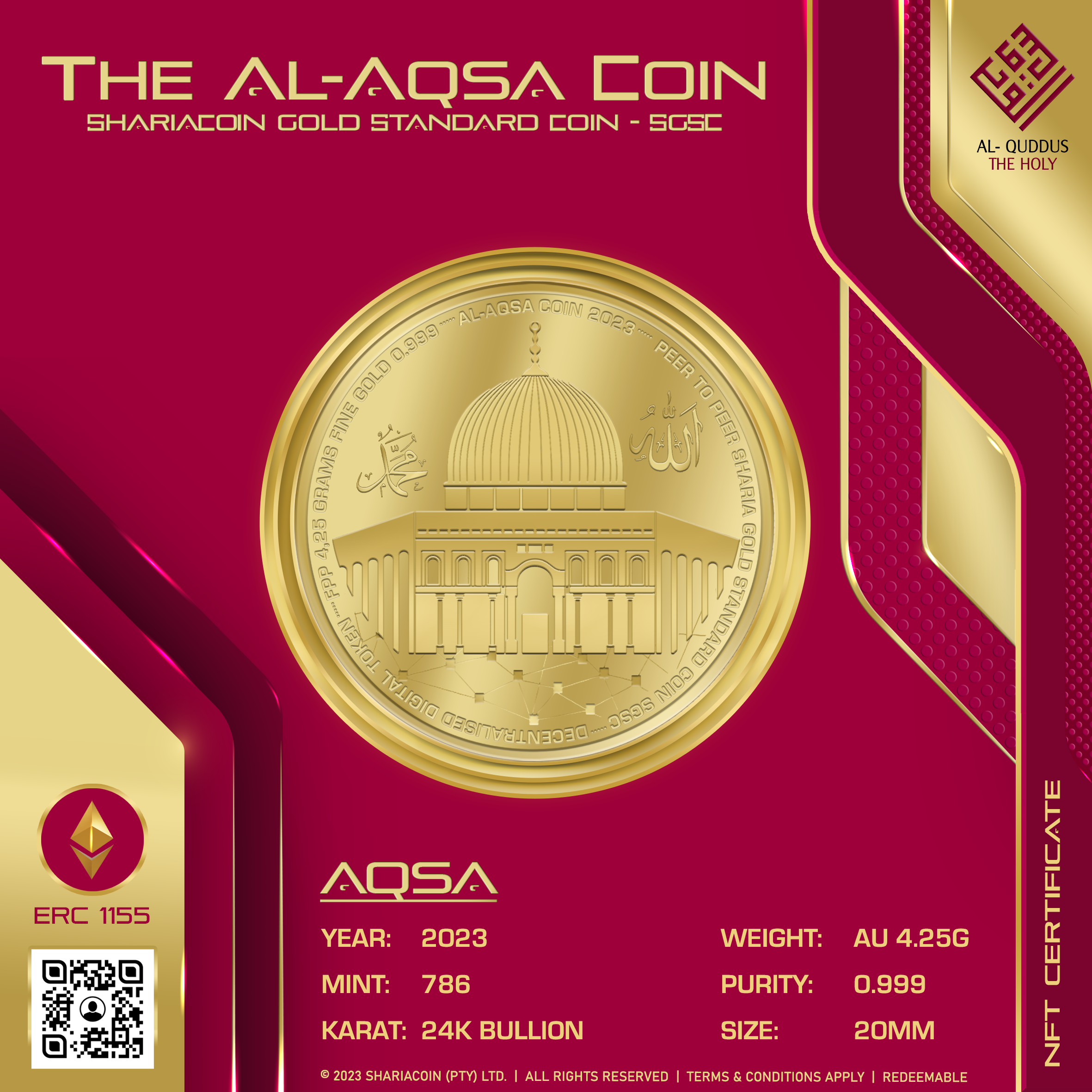 The Al-Aqsa Coin Gold Coin NFT | AQSA The Al-Aqsa Coin Gold Coin NFT | AQSA