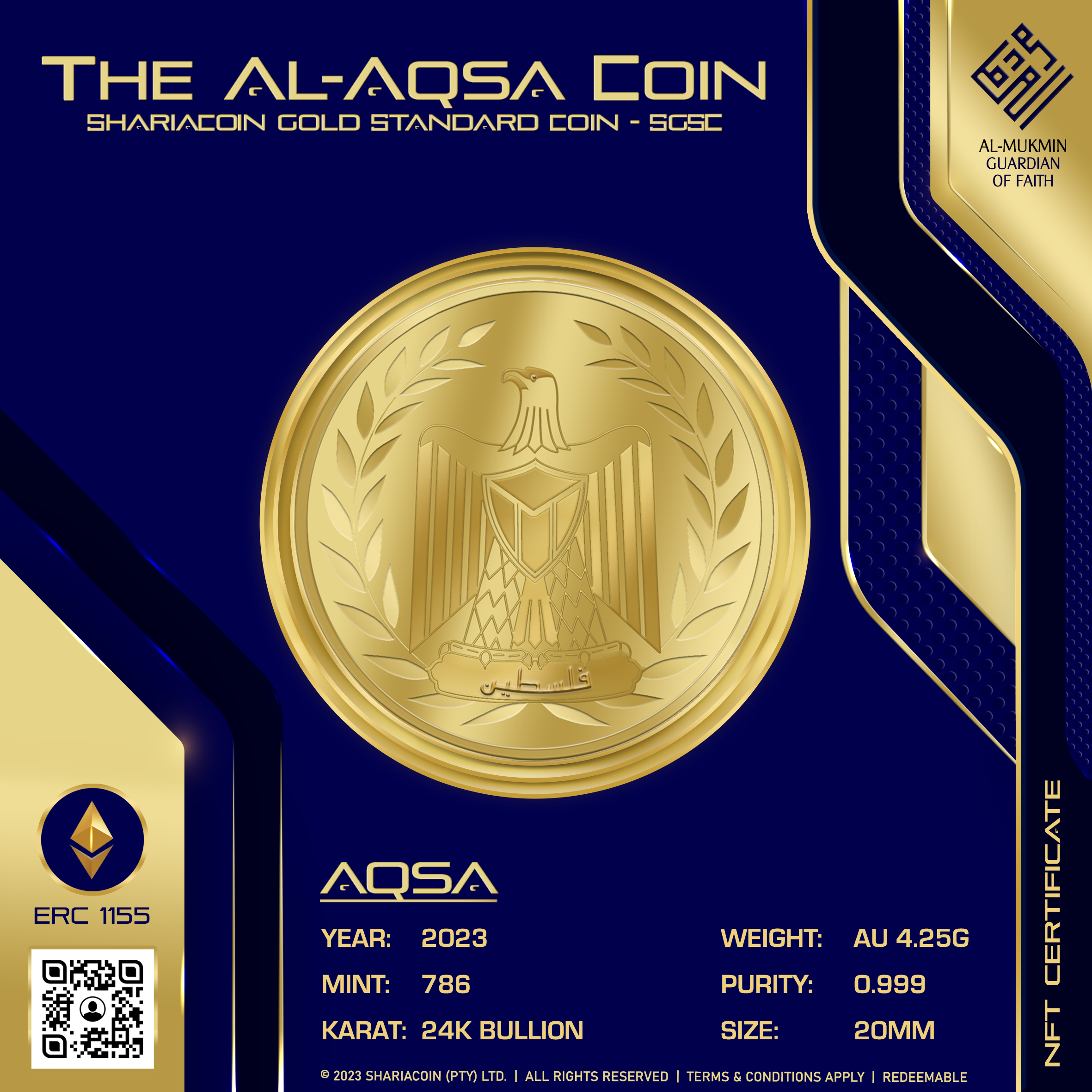 The Al-Aqsa Coin Gold Coin NFT | AQSA | BACK The Al-Aqsa Coin Gold Coin NFT | AQSA
