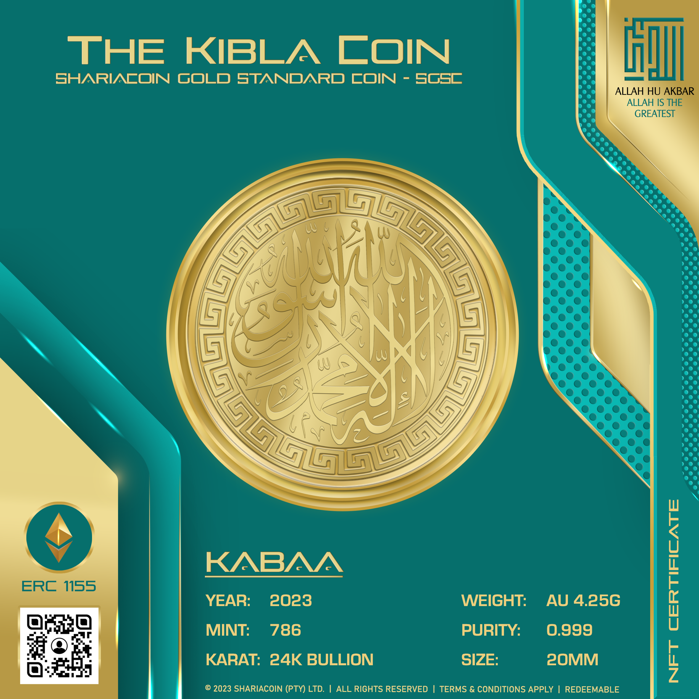 The Kibla Coin Gold Coin NFT | KAABA | BACK The Kibla Coin Gold Coin NFT | KAABA